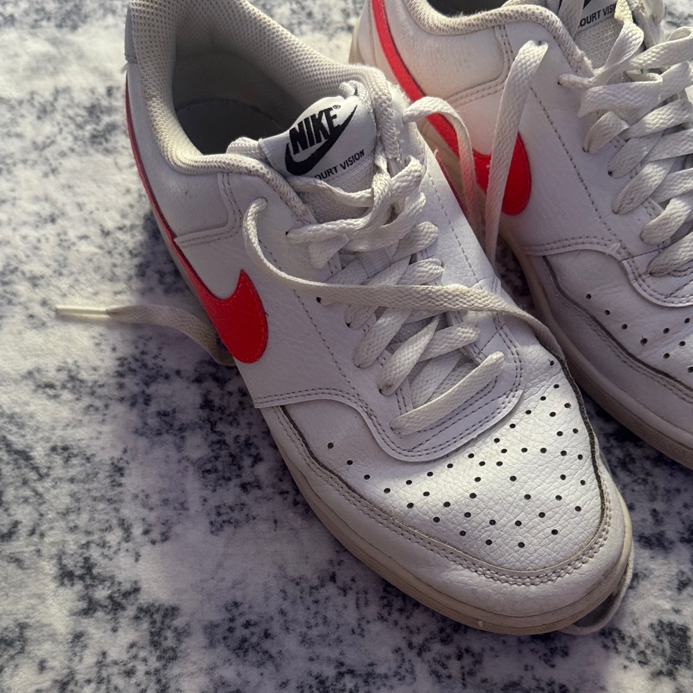 Nike White & Red Court Vision